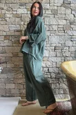 Loom & Thread Pin Tuck Blouse Washed Moss /40=